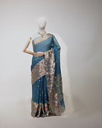 TEAL BLUE BANDHEJ PAITHANI KOTA SILK SAREE