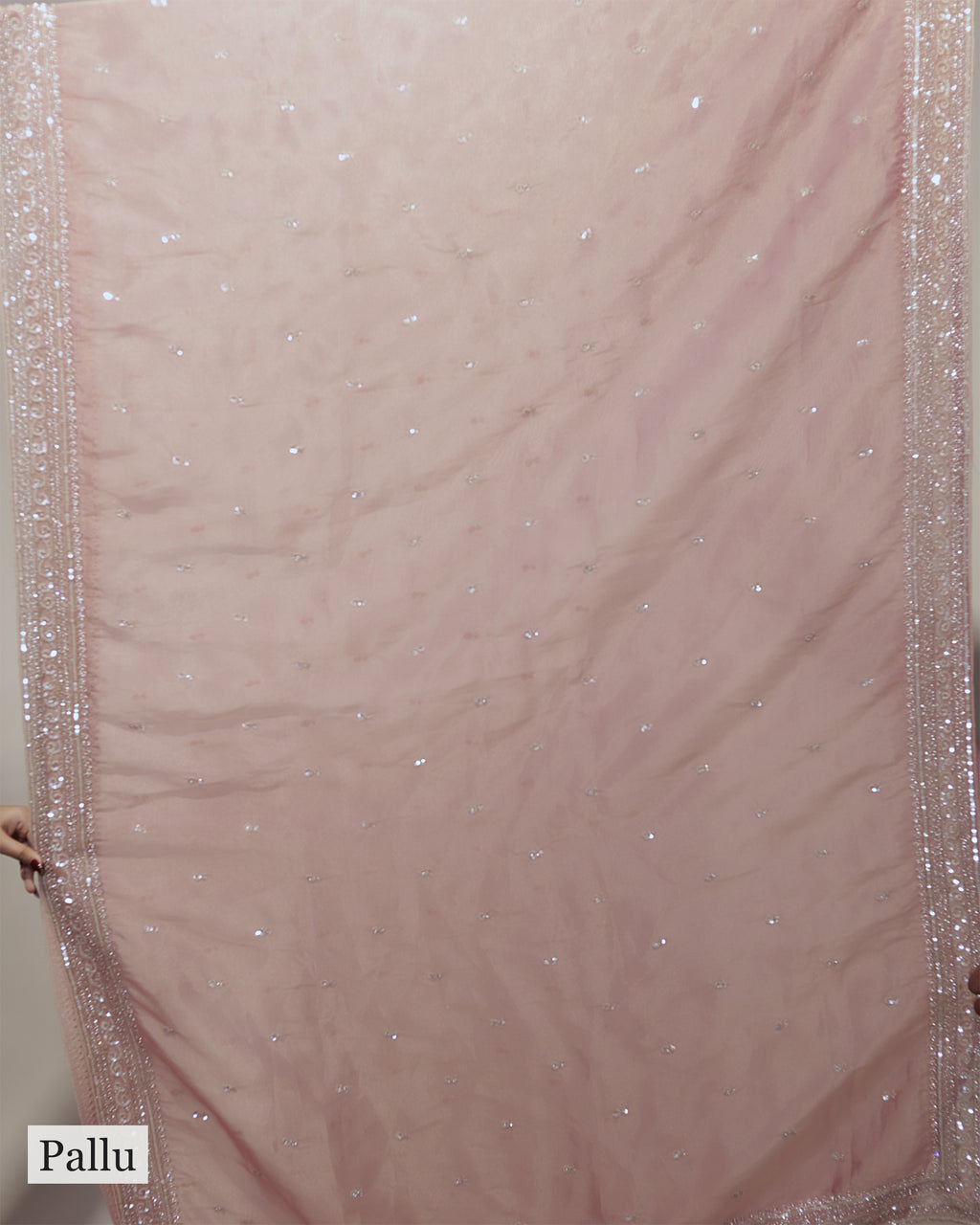 BLUSH PINK EMBELLISHED TISSUE SAREE