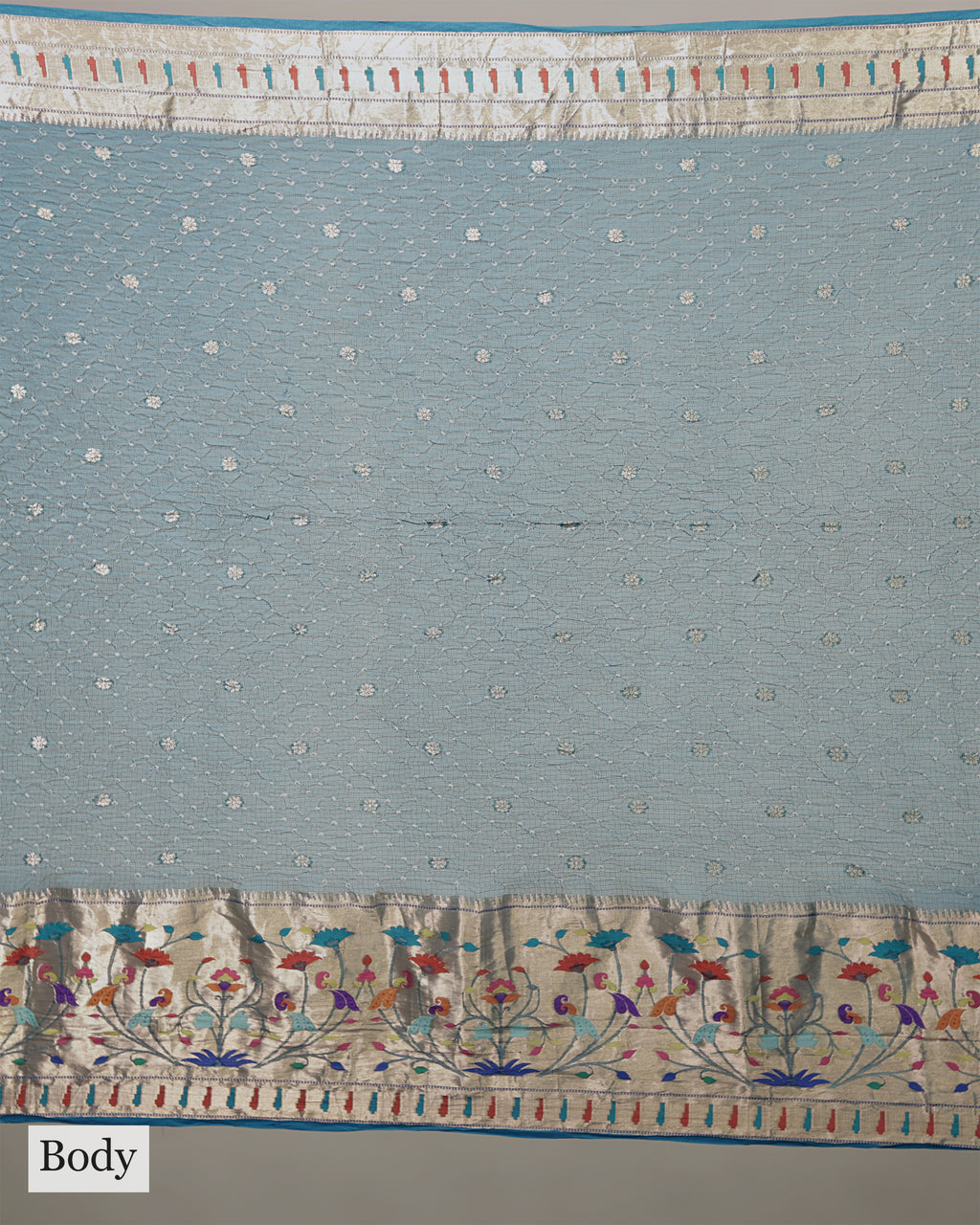 TEAL BLUE BANDHEJ PAITHANI KOTA SILK SAREE