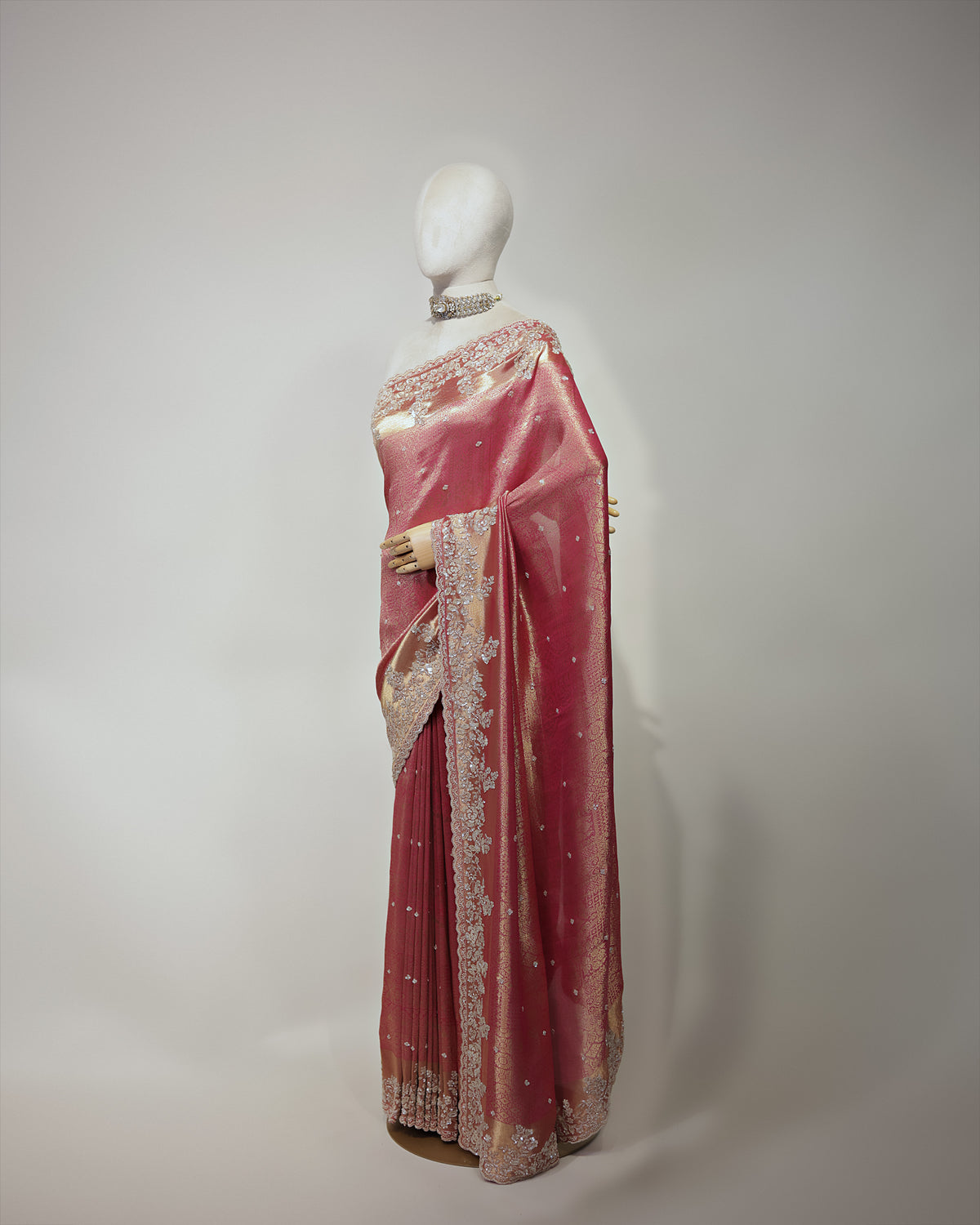 BLUSH ROSE BANARASI TISSUE SAREE