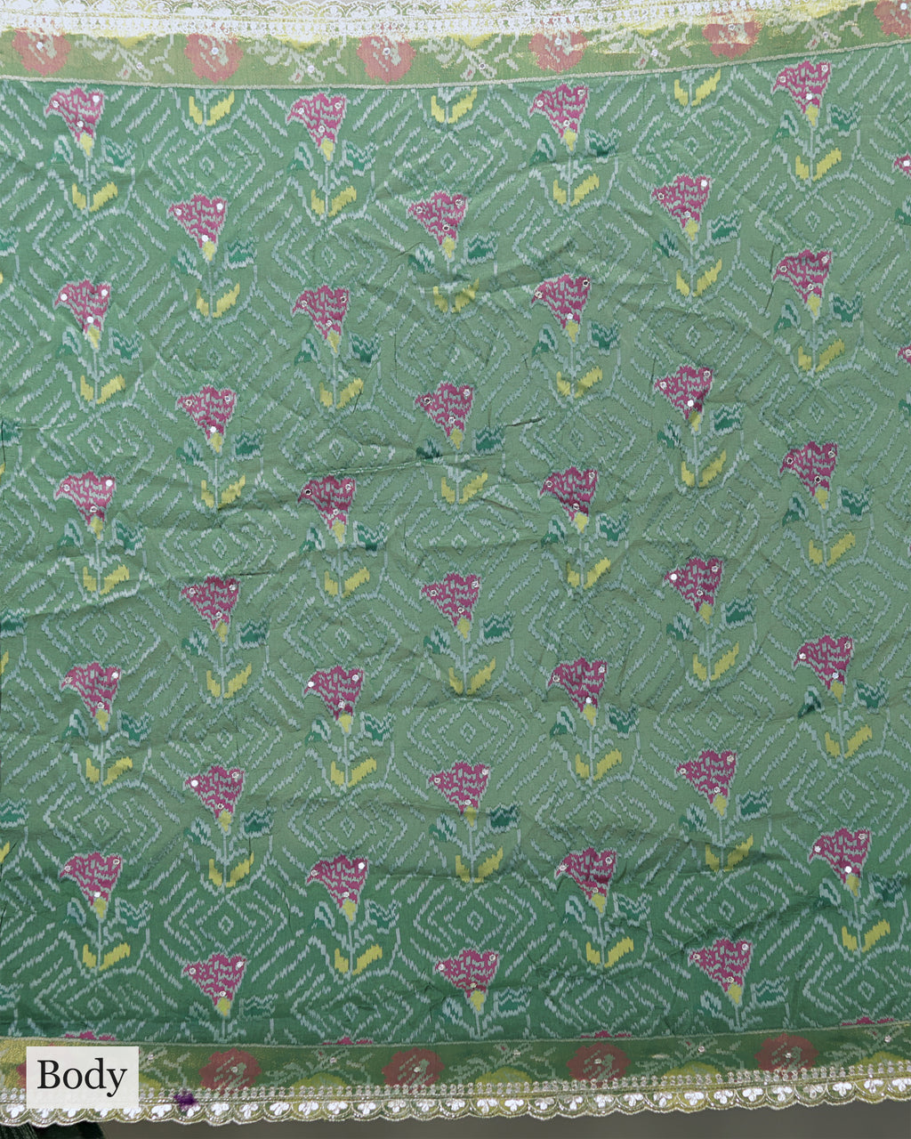 BOTTLE GREEN PATOLA TUSSAR BANARASI SAREE