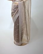 TAUPE EMBELLISHED TISSUE SAREE