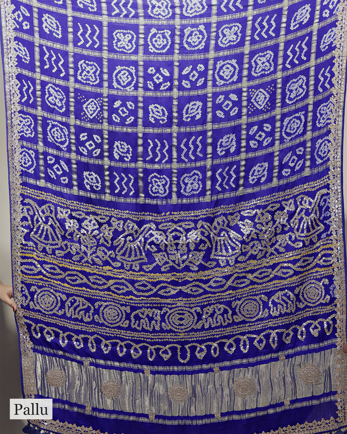 ROYAL BLUE BANDHEJ GHARCHOLA SAREE