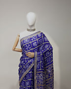 ROYAL BLUE BANDHEJ GHARCHOLA SAREE