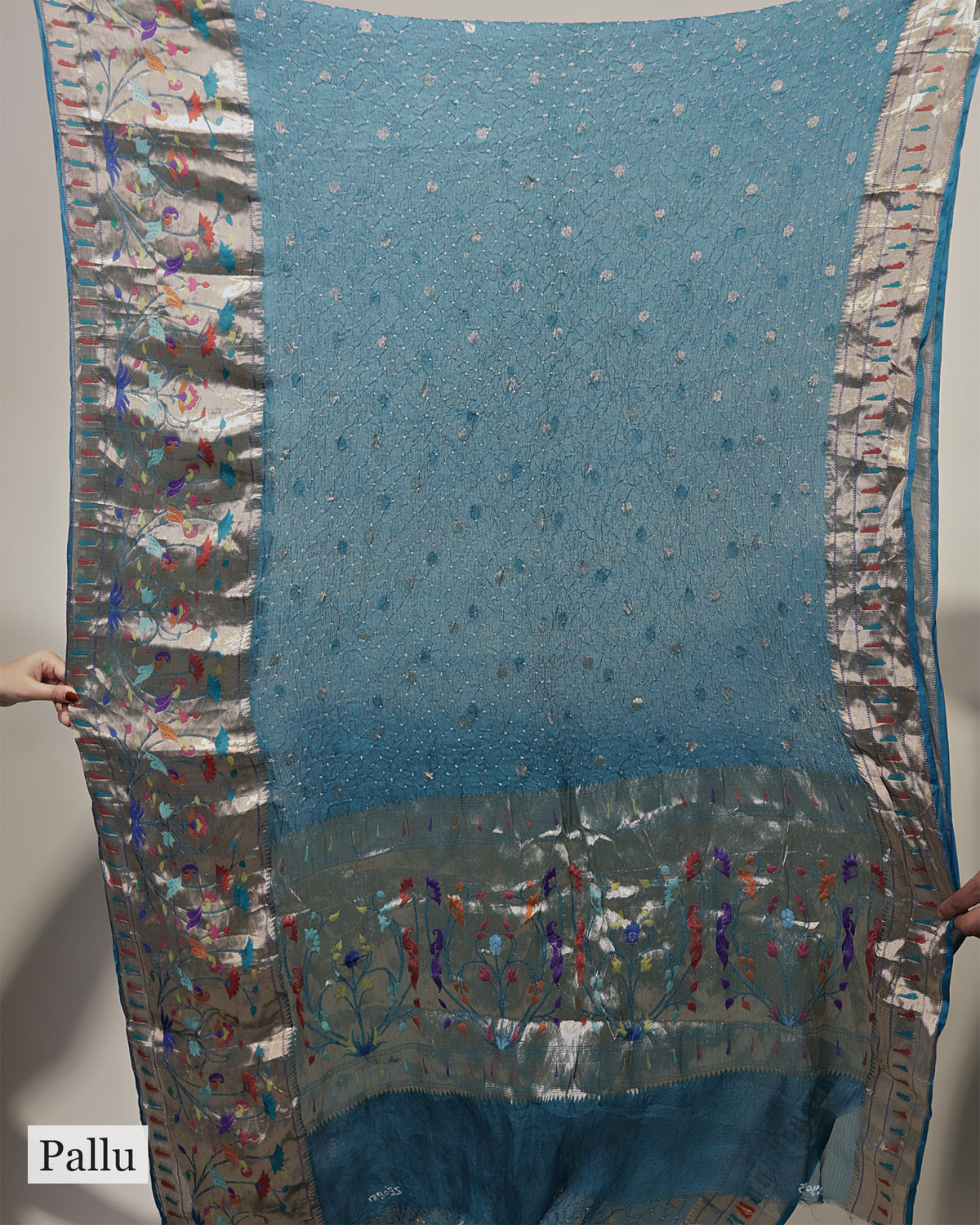 TEAL BLUE BANDHEJ PAITHANI KOTA SILK SAREE