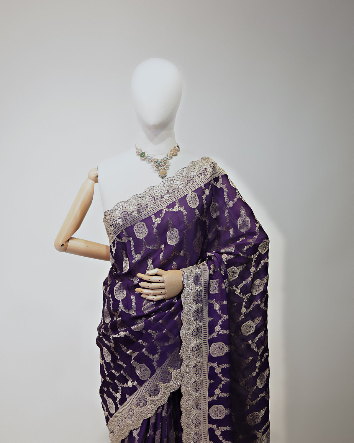 AMETHYST PURPLE BANARASI CREPE SAREE