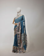 TEAL BLUE BANDHEJ PAITHANI KOTA SILK SAREE