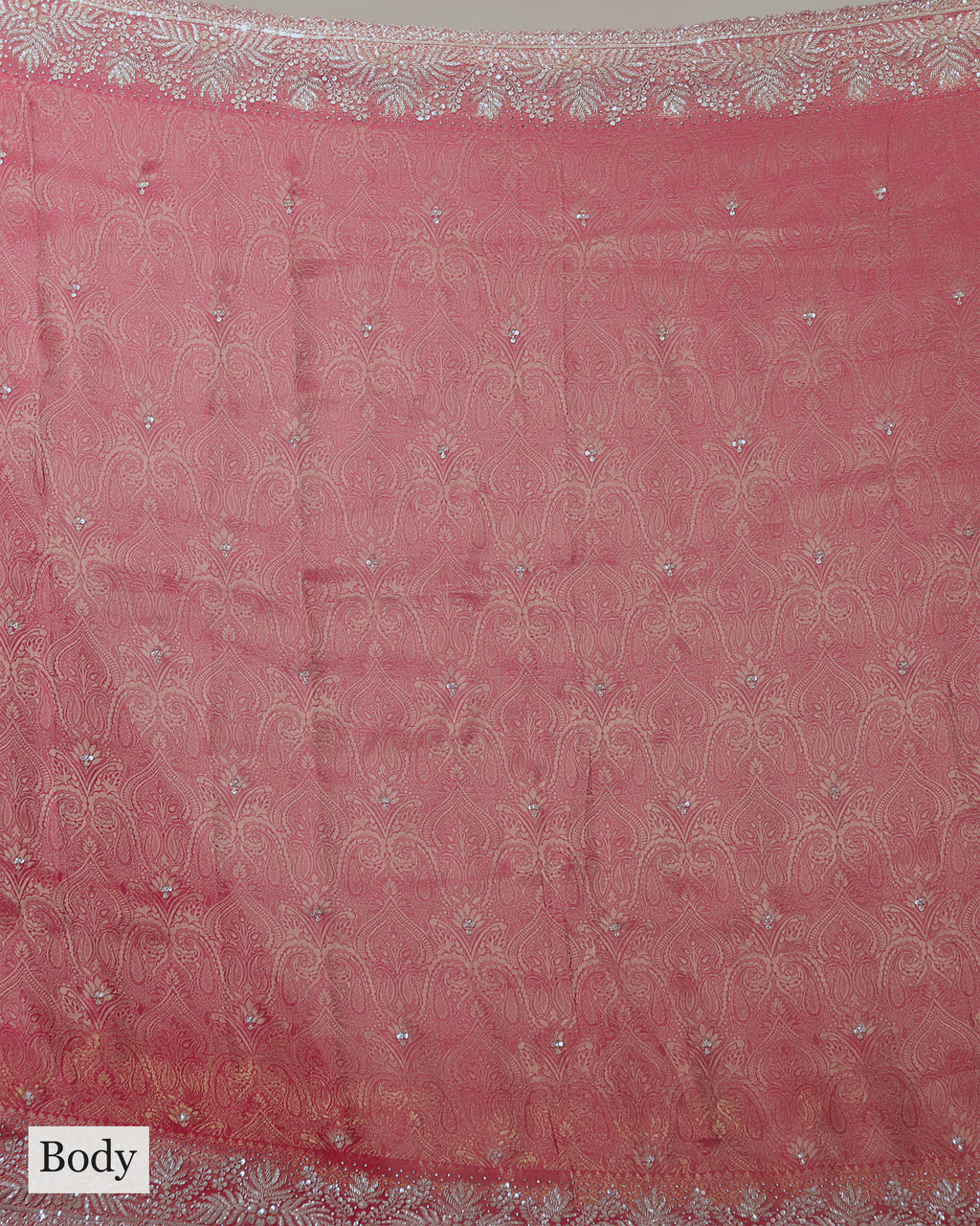 CORAL PINK BANARASI TISSUE SAREE