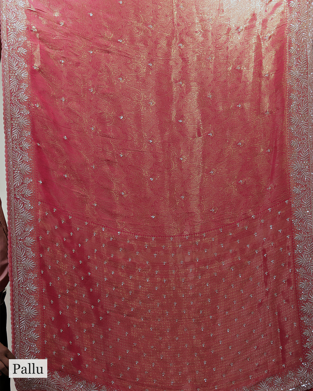 CORAL PINK BANARASI TISSUE SAREE