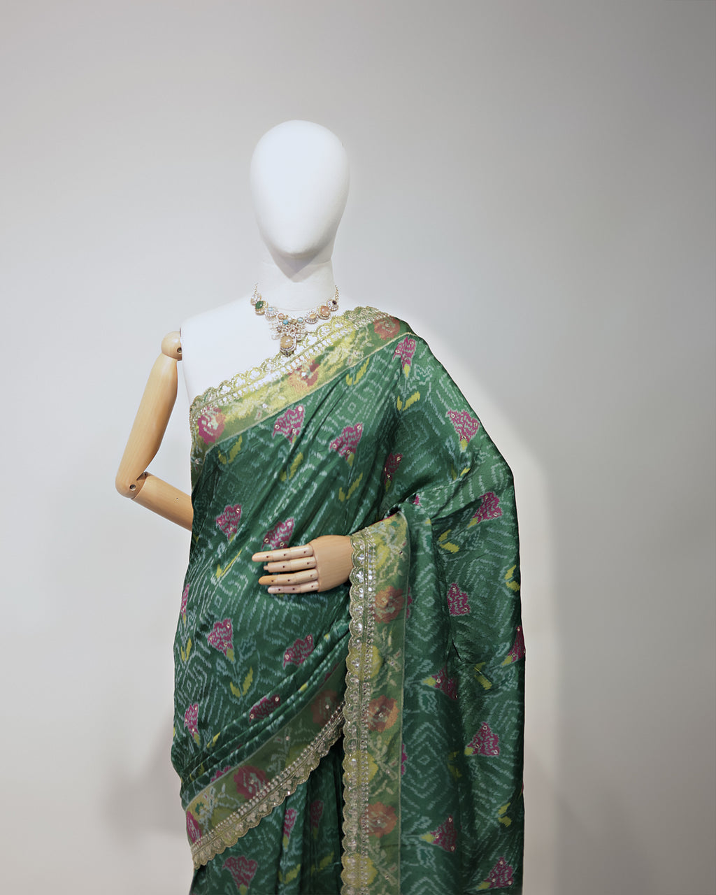 BOTTLE GREEN PATOLA TUSSAR BANARASI SAREE