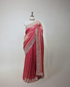 CORAL PINK BANARASI TISSUE SAREE