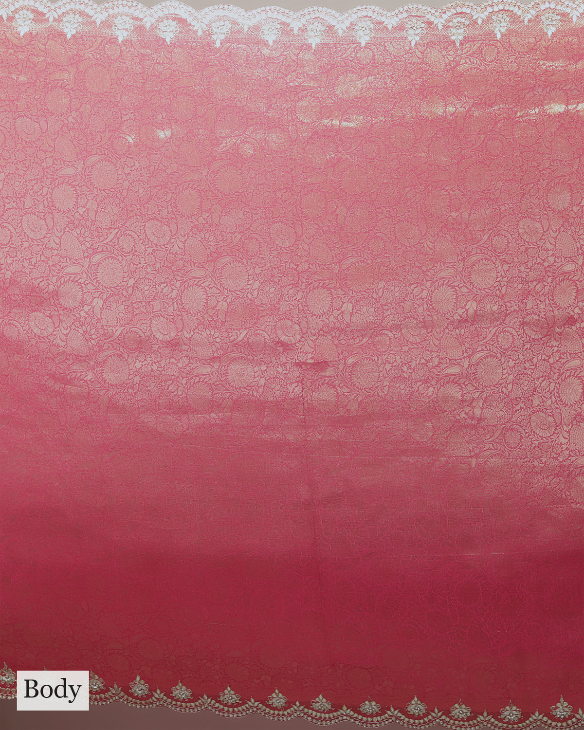 CORAL RED BANARASI SILK SAREE
