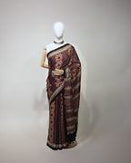 WINE AJRAKH SILK SAREE