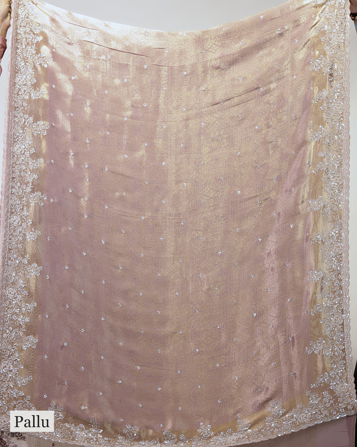 DUSTY MAUVE BANARASI TISSUE SAREE