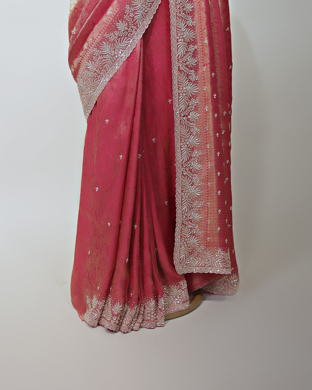 CORAL PINK BANARASI TISSUE SAREE