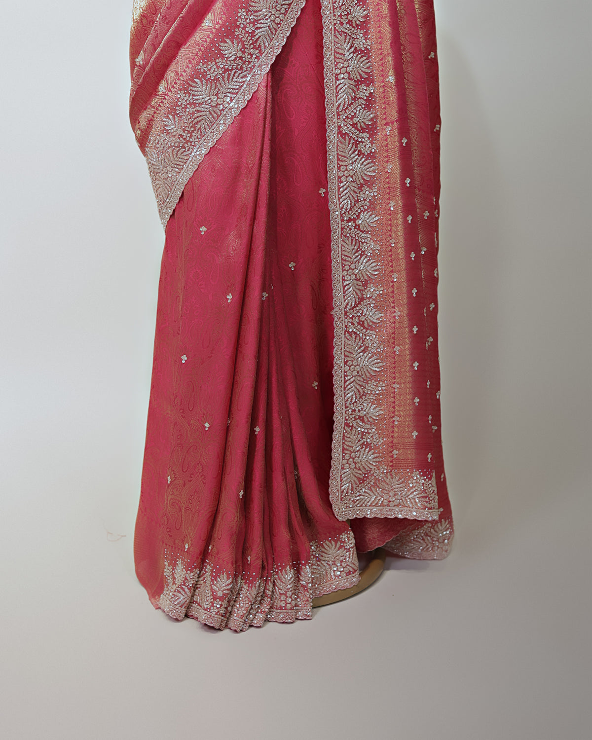 CORAL PINK BANARASI TISSUE SAREE