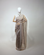 TAUPE EMBELLISHED TISSUE SAREE