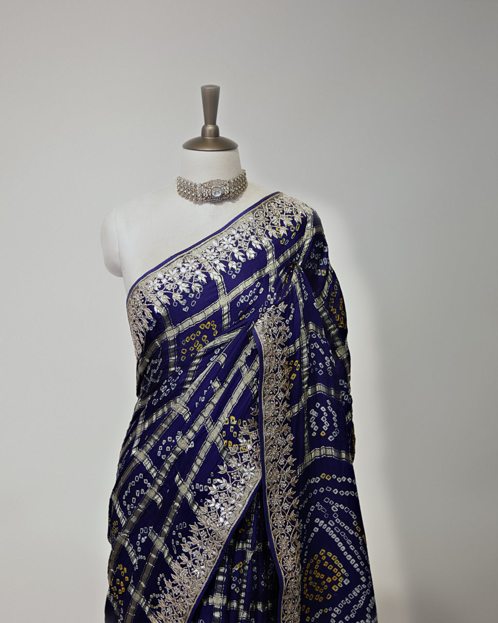 NAVY BLUE BANDHEJ GHARCHOLA SAREE