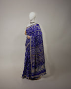 ROYAL BLUE BANDHEJ GHARCHOLA SAREE