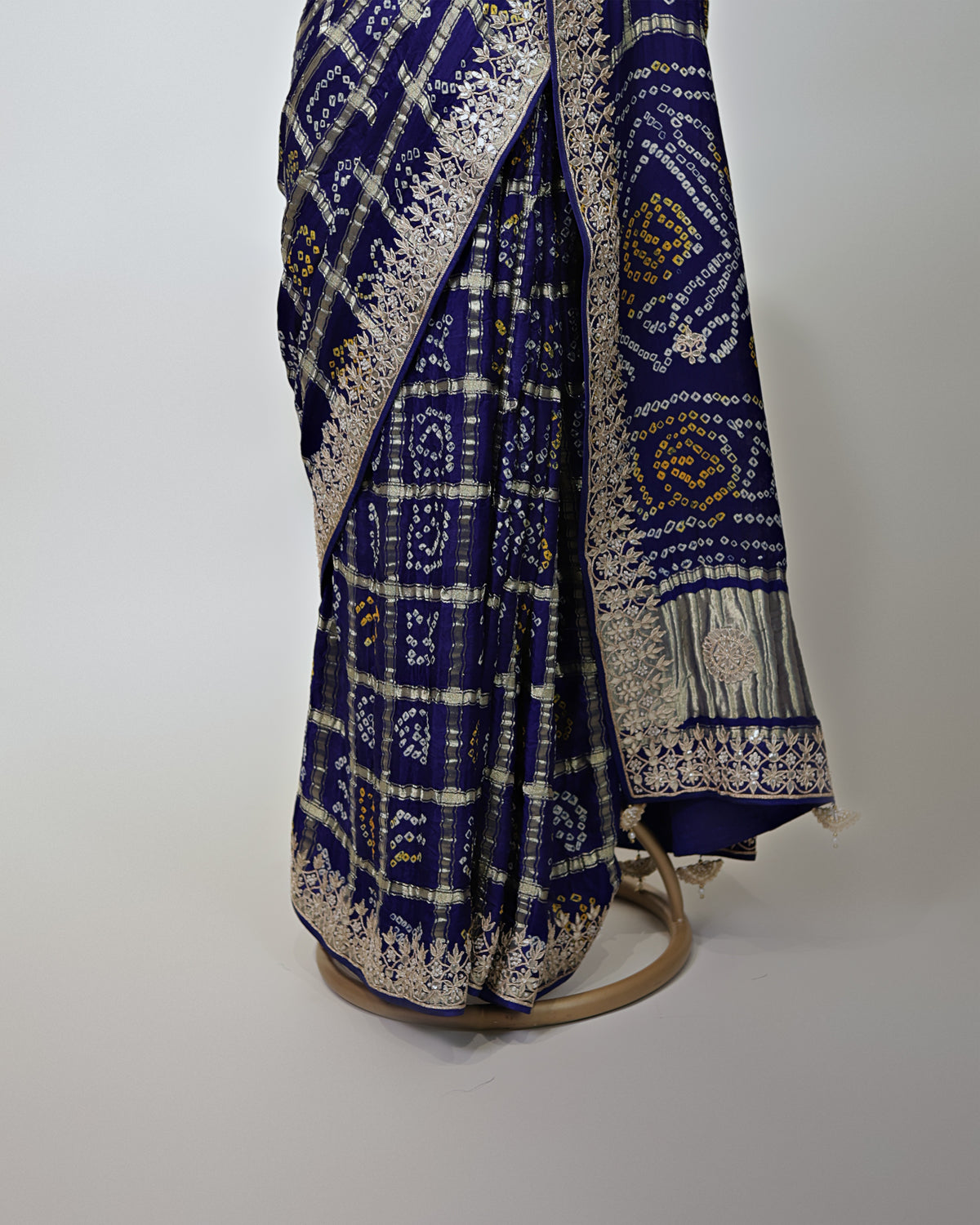 NAVY BLUE BANDHEJ GHARCHOLA SAREE