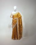 MUSTARD YELLOW BANARASI CREPE SAREE