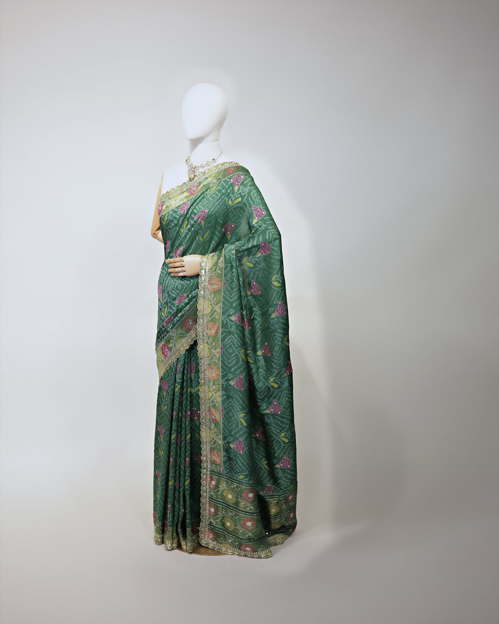 BOTTLE GREEN PATOLA TUSSAR BANARASI SAREE