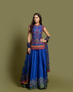 COBALT RESHAM TUNIC SKIRT SET WITH DUPATTA