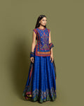 COBALT RESHAM TUNIC SKIRT SET WITH DUPATTA