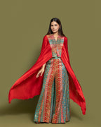 MULTI-KALI BANARASI CAPE AND PALAZZO SET