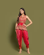 red dhoti kurta top