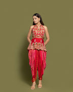 red dhoti kurta top