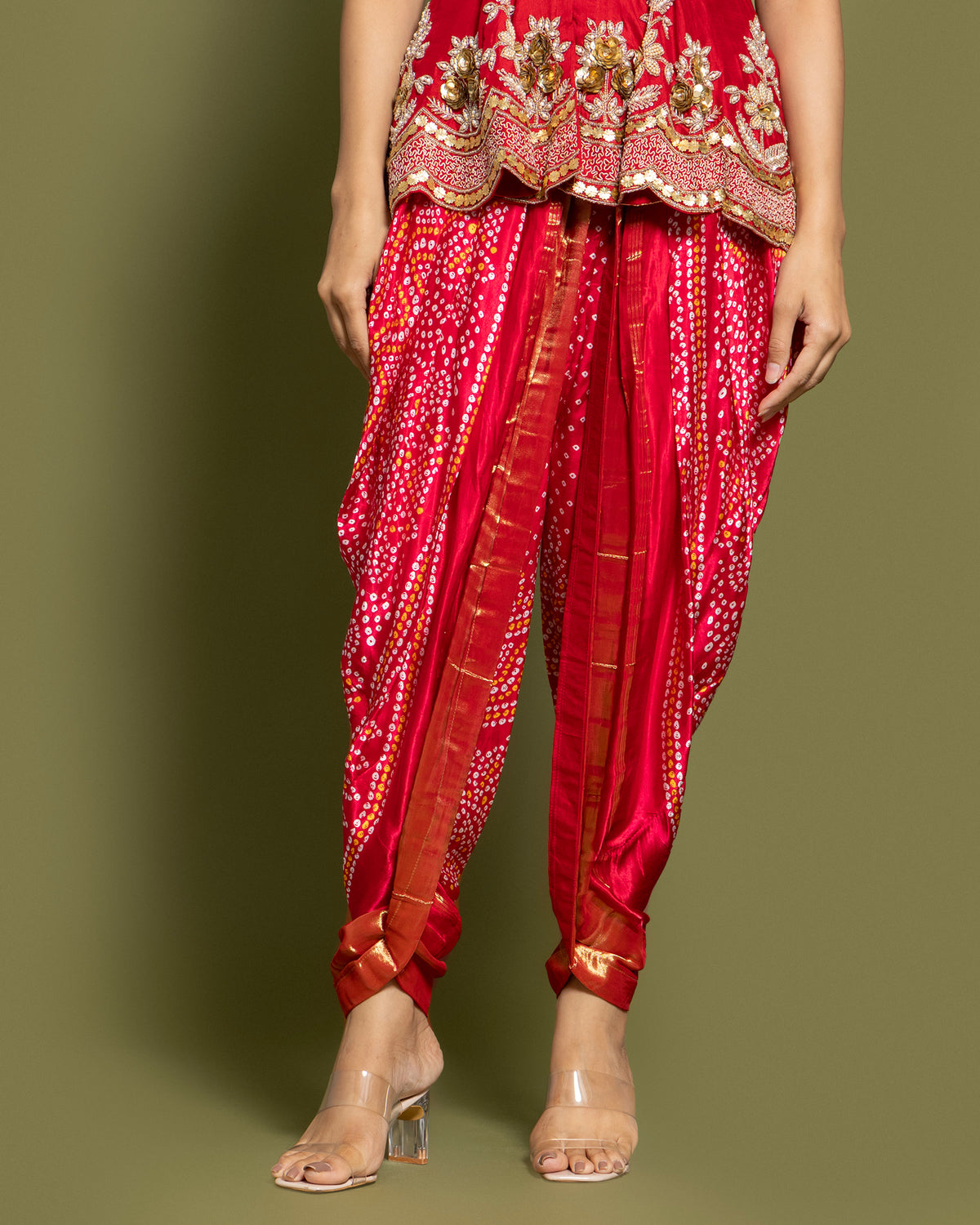 red dhoti kurta top
