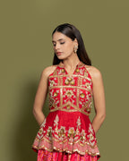 red dhoti kurta top