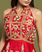 red dhoti kurta top