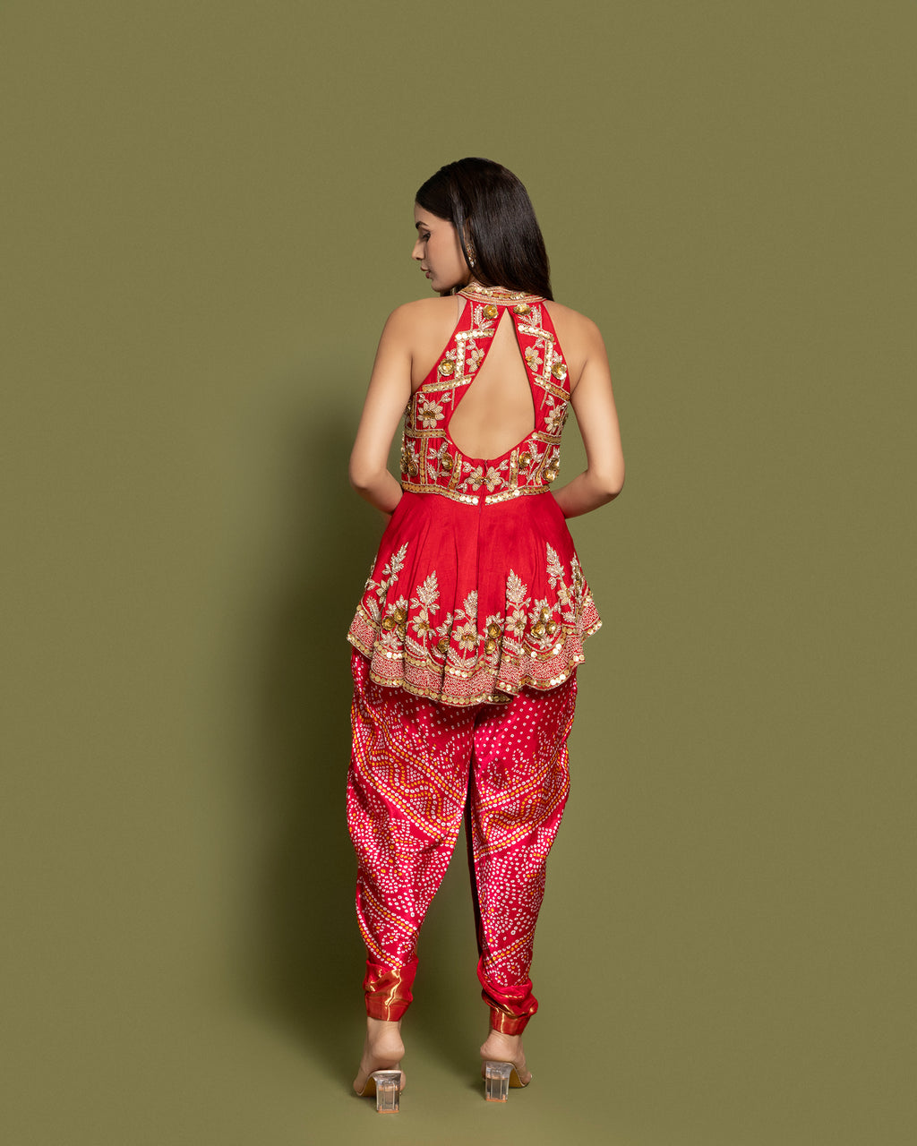 red dhoti kurta top
