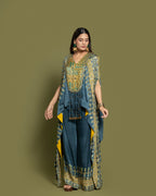 CERULEAN EMBELLISHED KAFTAN & PALAZZO ENSEMBLE