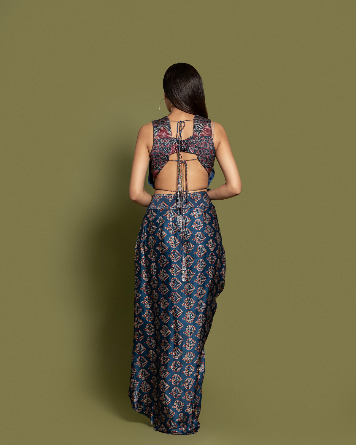 AJRAKH CORSET & DRAPE SKIRT ENSEMBLE