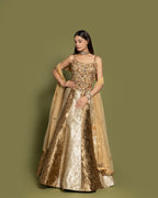 CHAMPAGNE GOLD CORSET LEHENGA SET