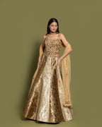 CHAMPAGNE GOLD CORSET LEHENGA SET
