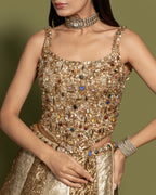 CHAMPAGNE GOLD CORSET LEHENGA SET