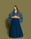 SAPPHIRE BLUE INDO-WESTERN SKIRT SET