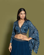 SAPPHIRE BLUE INDO-WESTERN SKIRT SET