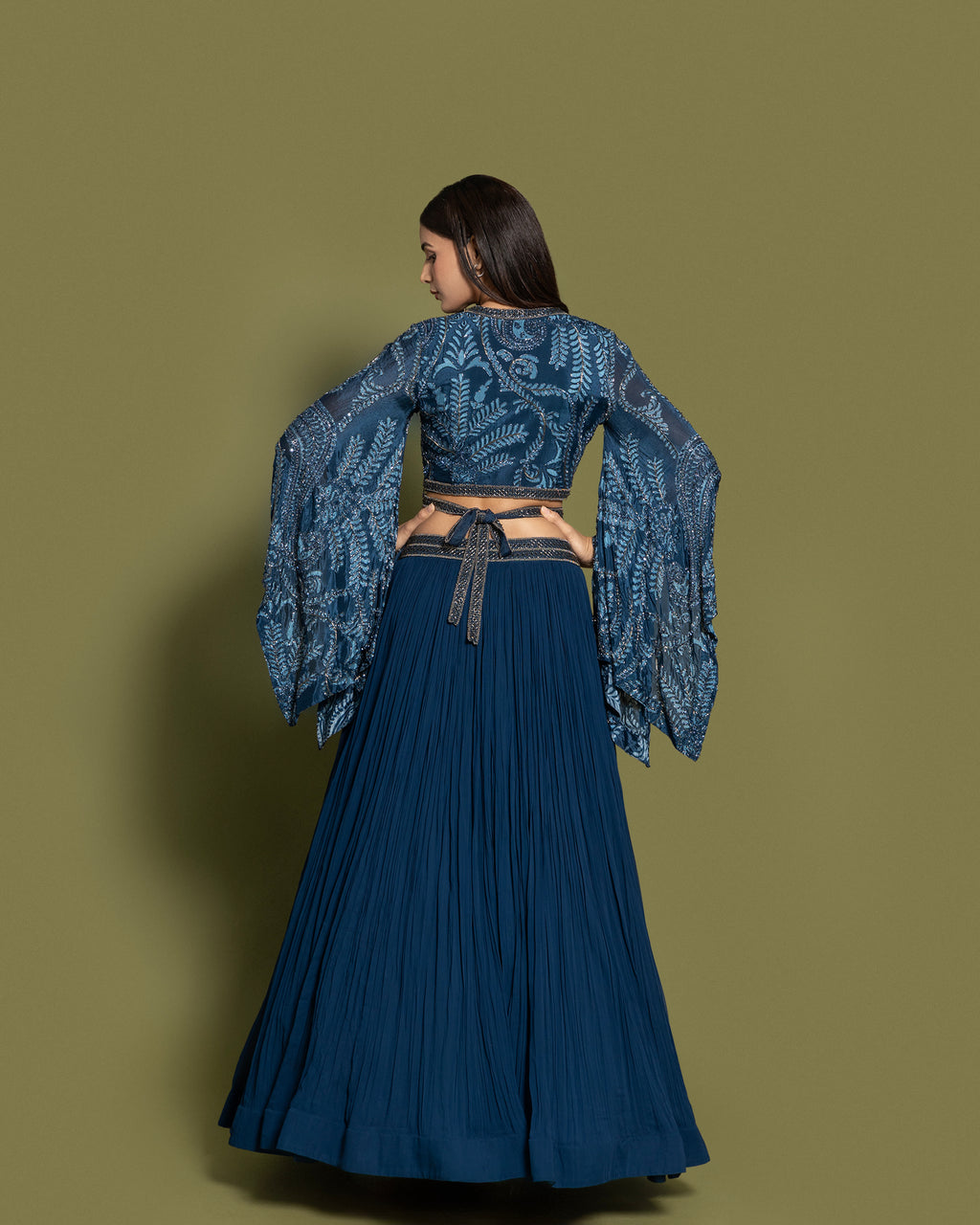 SAPPHIRE BLUE INDO-WESTERN SKIRT SET