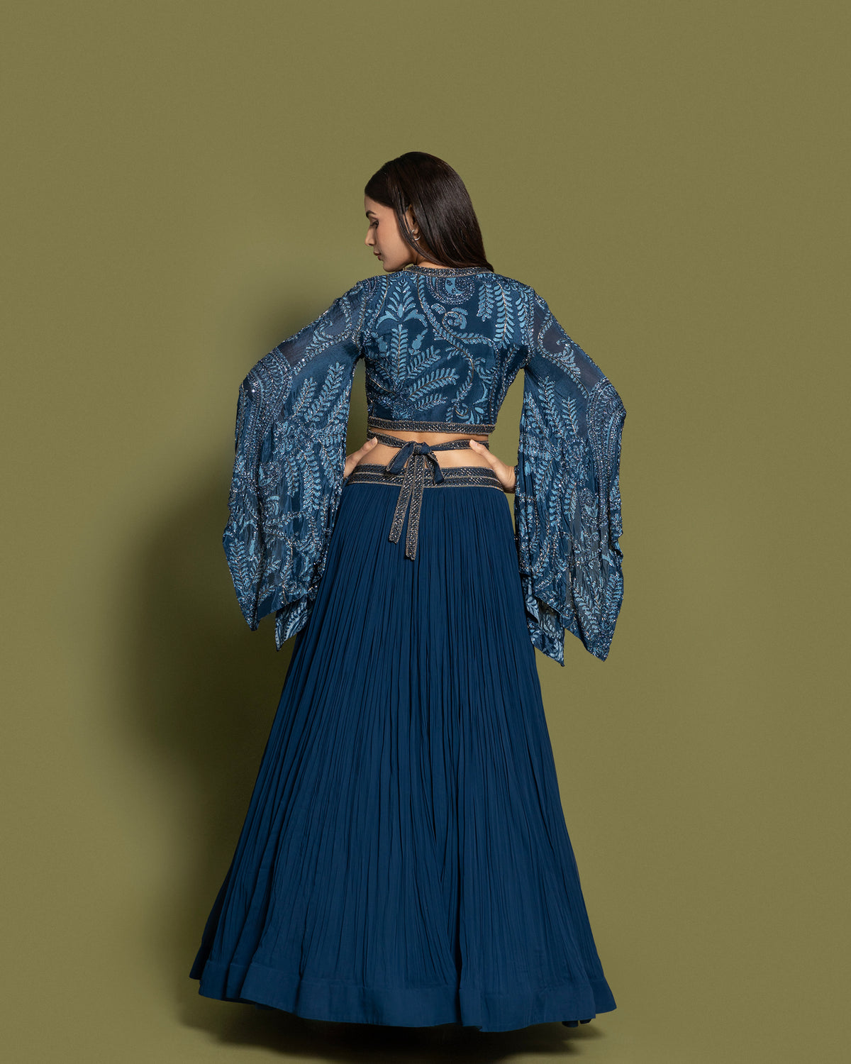 SAPPHIRE BLUE INDO-WESTERN SKIRT SET