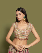 SAGE GREEN FLORAL PRINTED LEHENGA SET