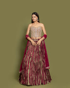 WINE EMBELLISHED CORSET LEHENGA SET