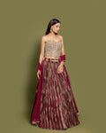 WINE EMBELLISHED CORSET LEHENGA SET