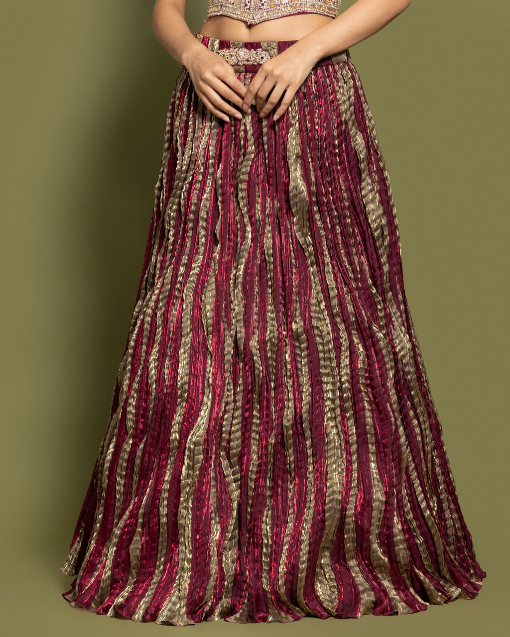 WINE EMBELLISHED CORSET LEHENGA SET