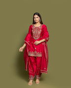 CARMINE RED FARSI SALWAR SUIT SET