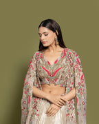 METALLIC FUSION CAPE LEHENGA ENSEMBLE